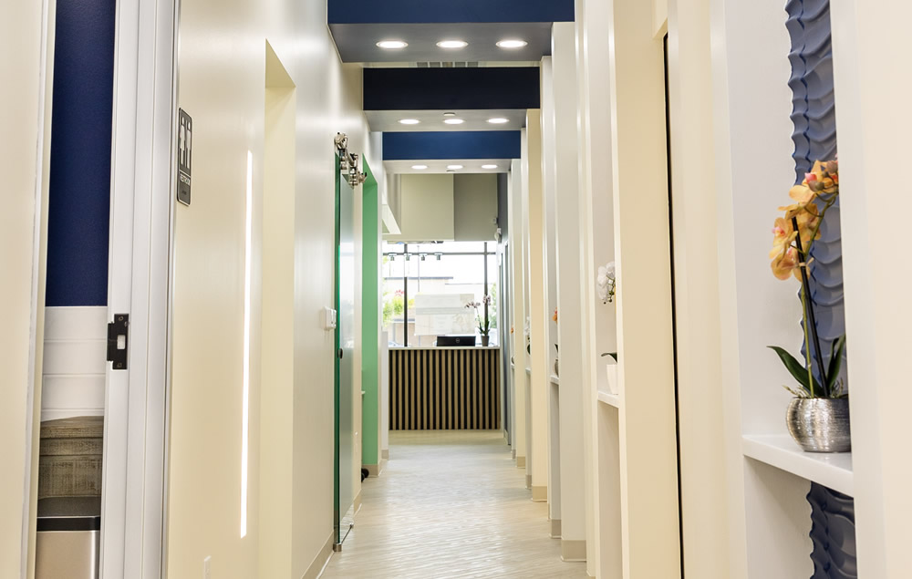 Corridor between dental offices